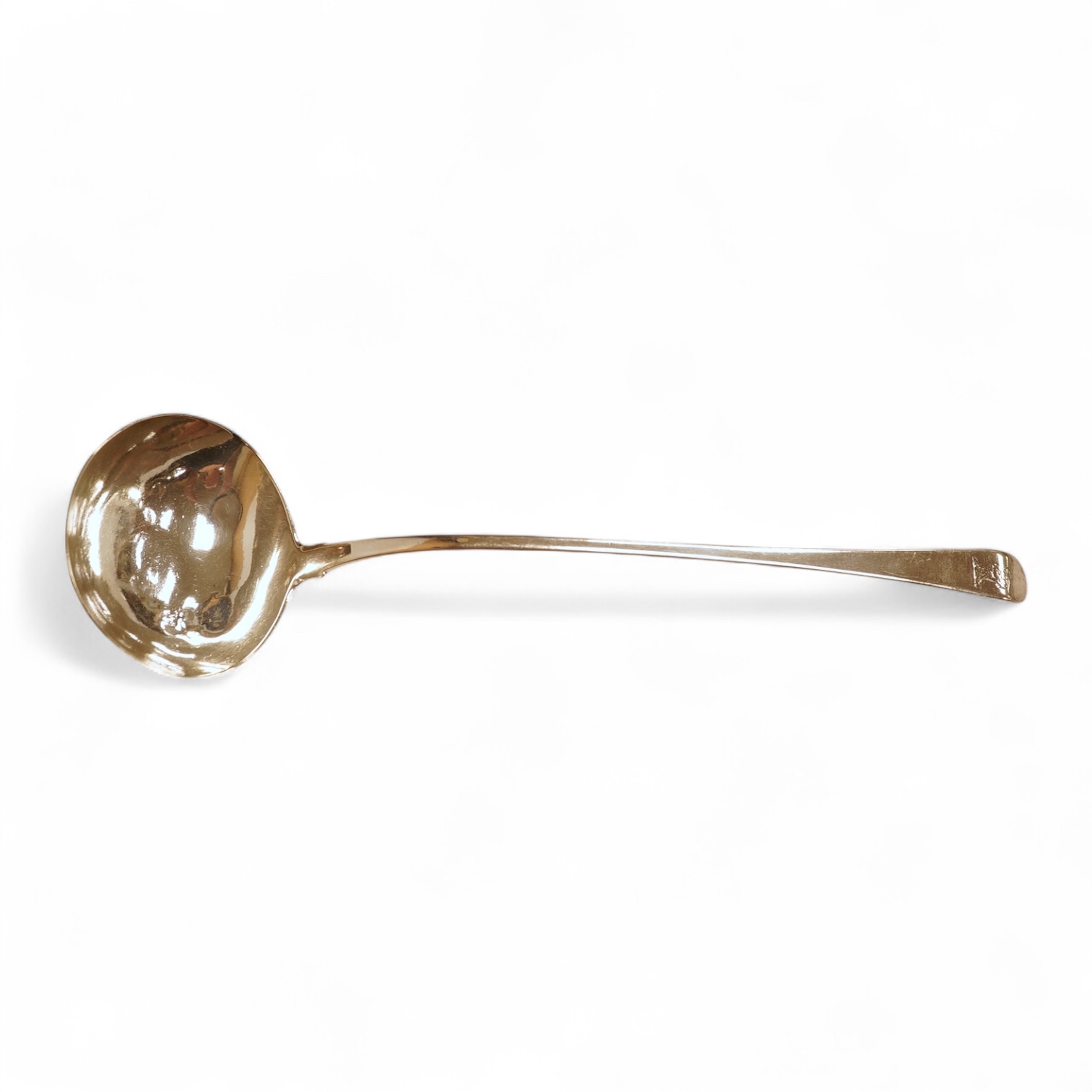 An early George III silver Old English pattern soup ladle, John Lampfert, London, 1768, 32.3cm, 4.3oz.